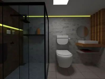 BathRoom modern with toilet and shower 3D model