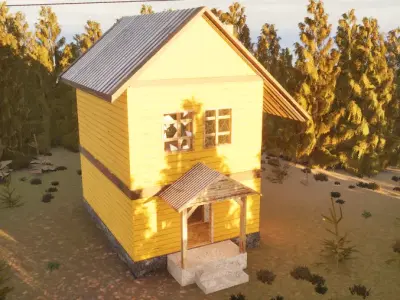 family old house Low-poly 3D model