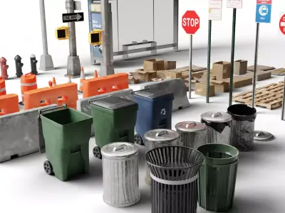 City Street Props Pack Low-poly 3D model