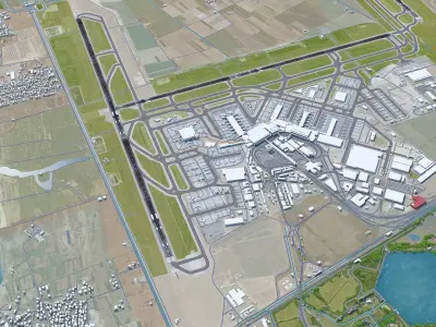 Rome Fiumicino Airport 15km Low-poly 3D model