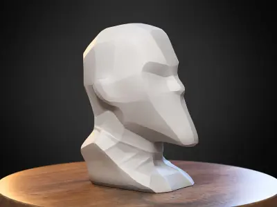 Modern low-poly human bust Headphone Stand 3D print model