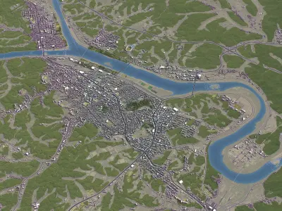 Andong - 3D City Model Low-poly 3D model