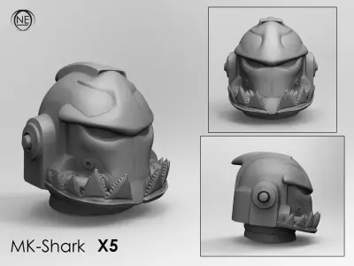 shark sci-fi helmet 3D print model
