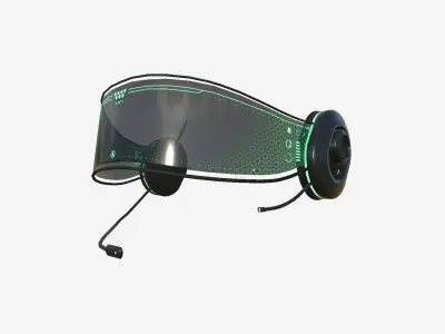 SciFi Glasses H02 Black Green - Character Design Fashion Low-poly 3D model