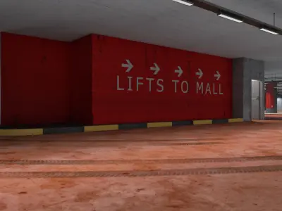 Parking empty garage with pillars 3D model
