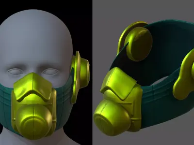 Gas mask helmet 3d model scifi Low-poly  Low-poly 3D model
