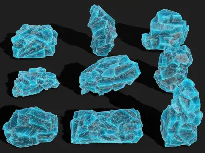 Mountain ice Rocks - PBR Pack 12 Low-poly 3D model