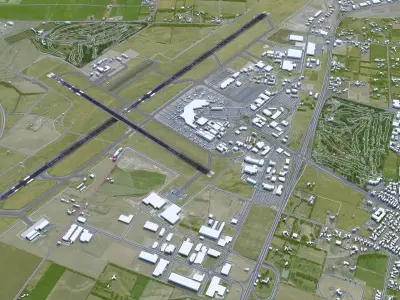 Christchurch Airport 10km Low-poly 3D model