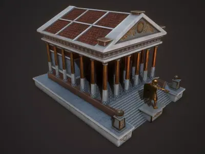 Ancient Temple Mars Low-poly 3D model