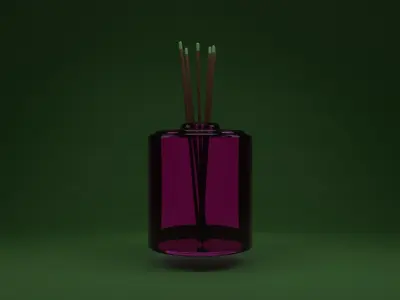 Candle and incense Low-poly 3D model