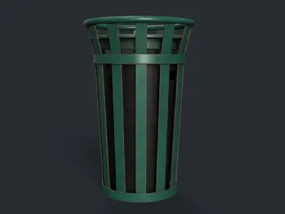 Street Trash Can 6 PBR Game Ready Low-poly 3D model