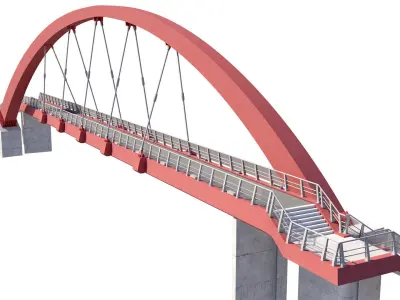 Bridge cable stayed pedestrian bridge  3D model