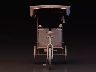 Rustic Cycle Rickshaw 3D model