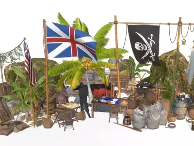 Caribbean Sea 16th Century 3D Model Pack