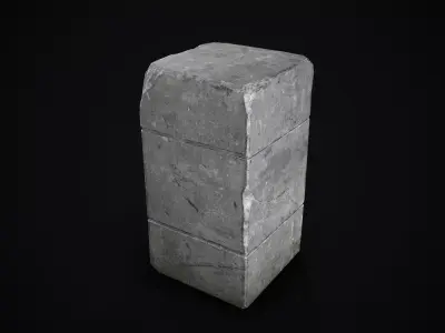 Old concrete block Low-poly 3D model