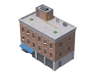 Apartment Building 4 Low-poly 3D model