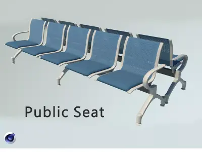 Public Seat Low-poly 3D model