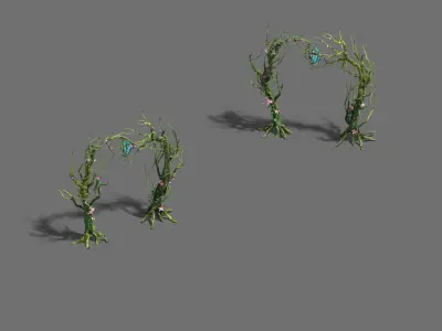 Wizard forest - tree door - tree light 3D model