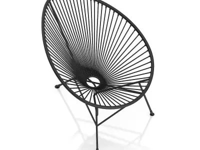 Round Black Wire Chair 3D model