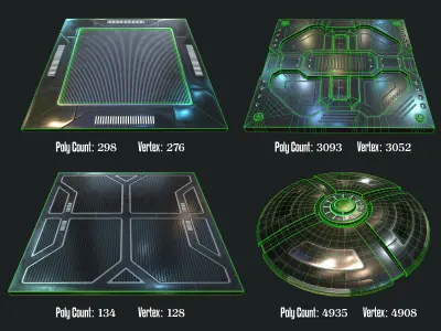 Scifi Floor Set Low-poly 3D model