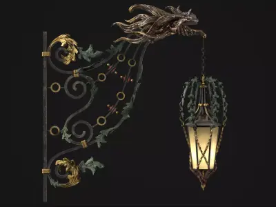 Victorian Street Light Cat Low-poly 3D model