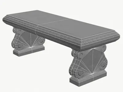 Stone Bench PBR Game Ready Low-poly 3D model
