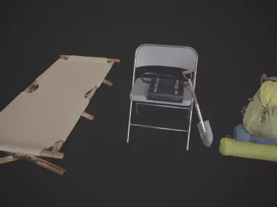 Camping Equipment Low-poly 3D model