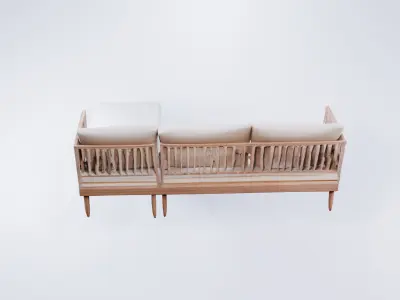 Low Poly Outdoor Terrace Sofa - Modern Garden Lounge Asset 3D model