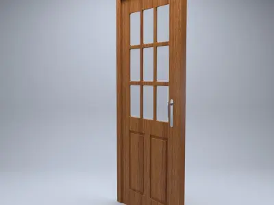 simple wooden french door 3d model 3D model