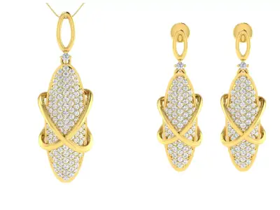 Pendant Earring Set 3dm STL OBJ FBX Render Details 3D print model order