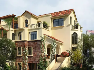 3D model of 2022 luxury fashion villa exterior 53 3D model