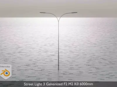 Street Light 3 Galvanized F2 M2 K0 6000mm Low-poly 3D model