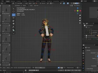 Business Office Secretary Woman Character Rigged Low-poly 3D model