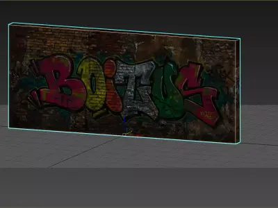 Street art wall Low-poly 3D model Low-poly 3D model
