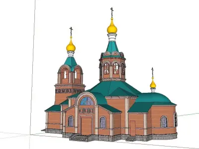 Architecture-Religion-God-Culture-Temple-079 church with two ... 3D model