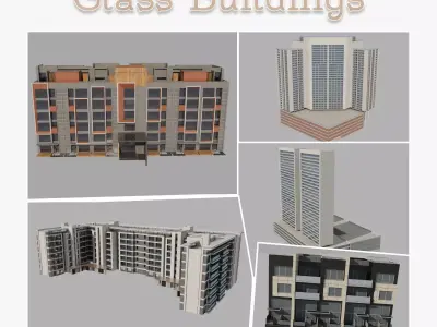 Glass building exterior Low-poly 3D model