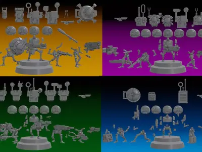 SERVOCORE ALL FACTIONS - ASSISTANT DROID SQUAD -IN PARTS- 28mm 3D print model