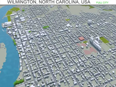 Wilmington North Carolina USA 25km Low-poly 3D model