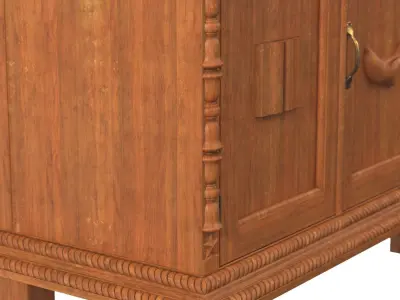 Antique Two Door Buffet Cabinet 3D model