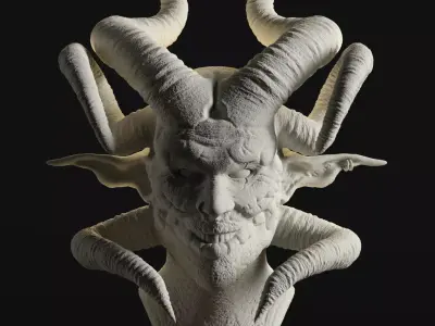 Devil statue of demon with horns 3D print model