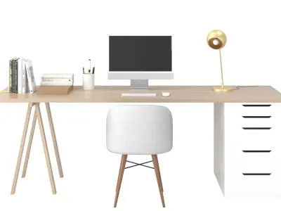 Study B - White on Timber Low-poly 3D model