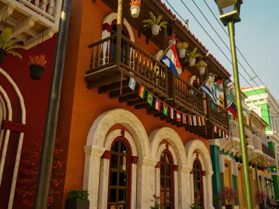 SOUTH AMERICAN BUILDING 006 Low-poly 3D model