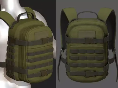 Backpack Camping military combat 3d model low poly  Low-poly 3D model