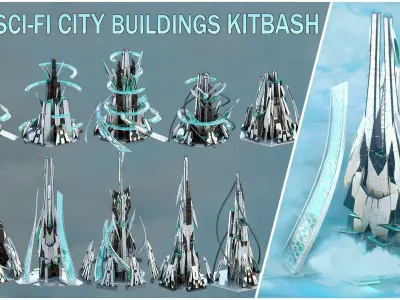 Sci-Fi Futuristic Future Fantasy City Building Pack Bundle