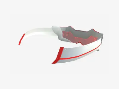 SciFi Glasses F04 White Red - Character Design Fashion Low-poly 3D model