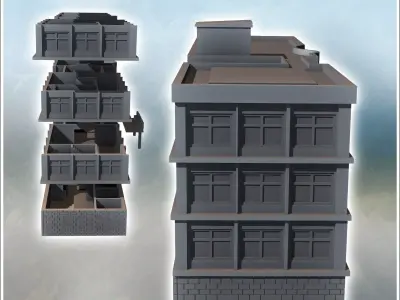 Modern Flat Roof Hospital with Wave Architecture Intact Version  3D print model
