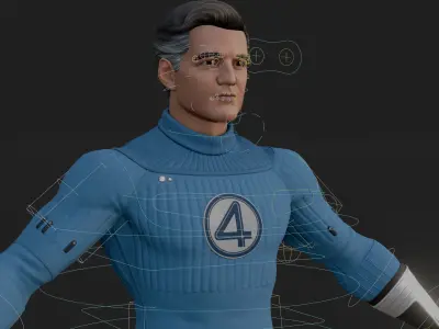 Reed Richards 3D Model Fortnite Mr Fantastic Rigged PBR FBX OBJ Low-poly 3D model