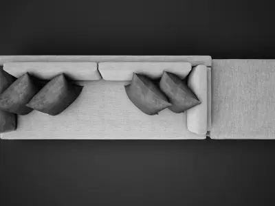 Century Carrier Armless Sofa and Ottoman 3D model