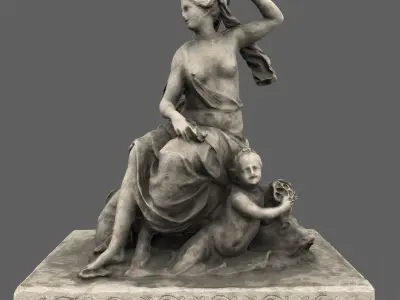 statue of woman holding child Low-poly 3D model