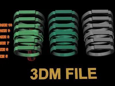 STEP BAR RING BAND NARROW MIX SIZE 3D print model